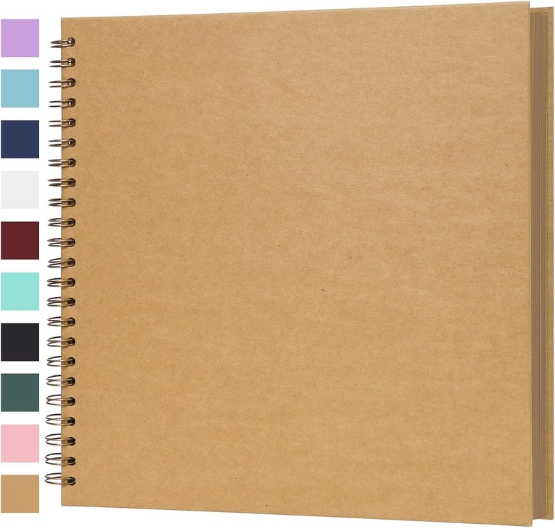 Bonyomor Scrapbook Album 12x12 Inches 100 Pages Hardcover Kraft Paper Photo Album Scrap Book Memory Book Blank DIY Scrapbook Albums for Boyfriend Wedding Baby Travel Anniversary Family, Brown - Image 1